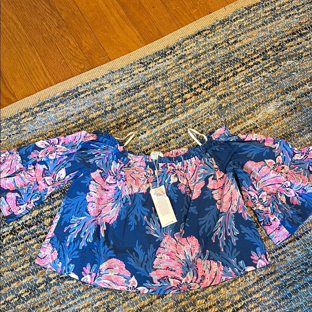 Lilly Pulitzer Floral Blouse - Blue and Pink